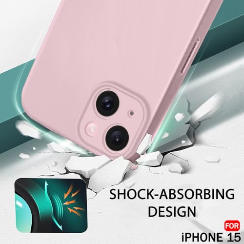 Image of TheGiftKart Liquid Silicone Back Cover Case for iPhone 15 | Soft Micro-Fibre Lining Inside | Camera & Screen Protection | Shockproof Back Cover for iPhone 15 (Silicone, Light Pink)