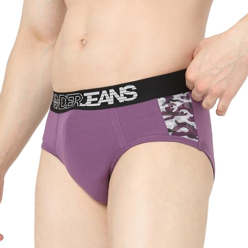 Image of Underjeans by Spykar Men Premium Pack of 2 Black-Purple Brief