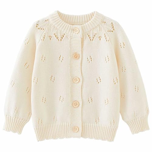 Girls and Toddler's Knit Cardigan Sweaters Hollow Out Long Sleeve Button Up Sweaters Jacket Solid Baby Fall Outerwear