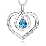 Agvana December Birthstone Jewelry Blue Topaz Necklace for Women Sterling Silver Forever Love Infini