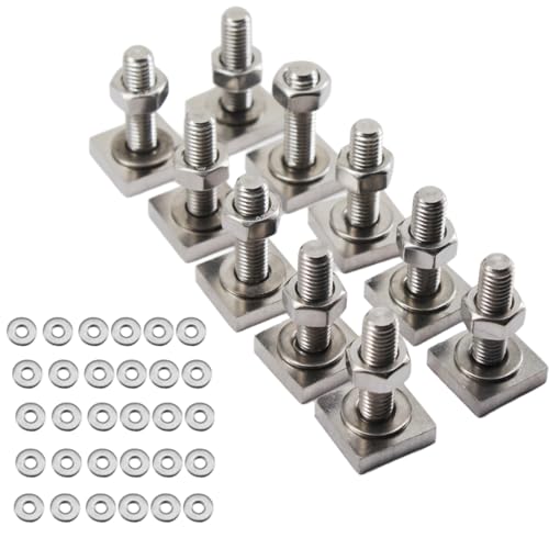 jinrowphee 10 Sets T Track Mount Tie Down Anchor Kit with Stainless Steel Bolts - for Thule, Yakima Cross Bars, Bike/Ski/KayakRack, Solar Panel M8x30