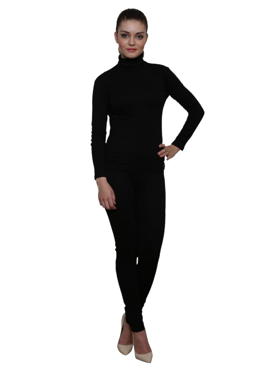 Women's Black Turtleneck Top, Long Sleeve, Fitted Style