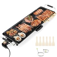 SOARS Piastra Elettrica 1800W, Barbecue Elettrico con Termostato Incorporato, 4 Livelli di Temperatura, Rivestimento Antiaderente, per Cucinare, Grigliare (Piastra Liscia 68,7 X 22 CM)