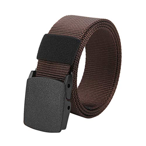 Mens Security Belt Buckle Metal- Belt Nylon Waist Long Check Canvas Belt Mens Belt Leather