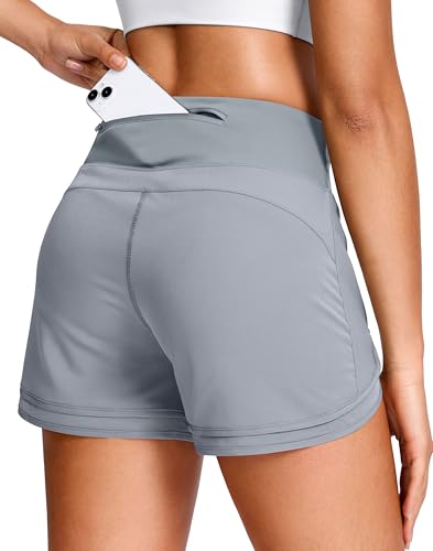 Soothfeel Women's 3" Athletic Running Shorts with Zipper Pockets