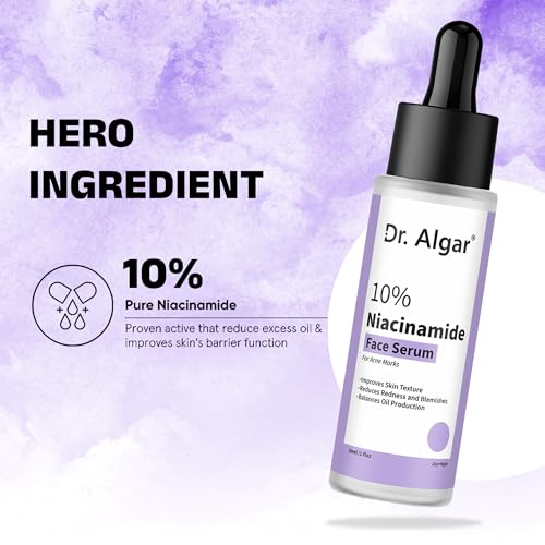 Image of Dr. Algar Oil Control & Anti-Acne 10% Niacinamide Face Serum with Zinc 30ml | Skin Clarifying,Blemishes Removing & Pore Care for All Skin Types