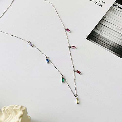 Collier long à pampilles en zircon de couleur femmes - Accessoire bijou tendance