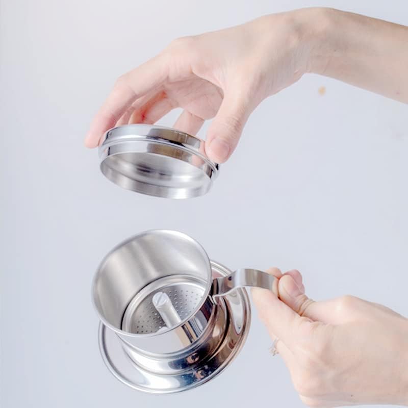 Miniatura 4 de Cafetera, cafetera vietnamita de acero inoxidable, cafetera de goteo de una sola taza, portátil para el hogar, cocina, oficina, uso al aire libre,