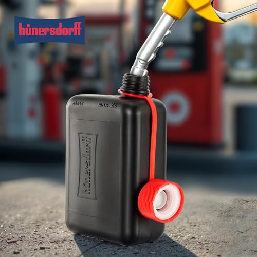 Hünersdorff Kraftstoff-Kanister STANDARD 2 L, Ersatzkanister für Kleinwagen und Hybridfahrzeuge, HD-PE, made in Germany, TÜV-geprüfter Produktion, schwarz