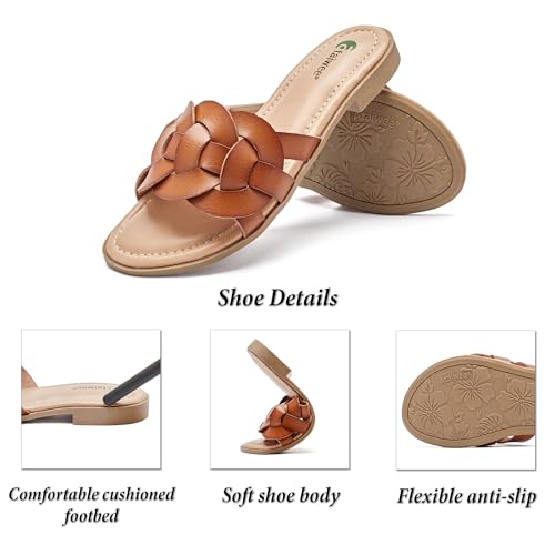 Image of Ataiwee Women's Dressy Braided Open Toe Flat Slides Sandals