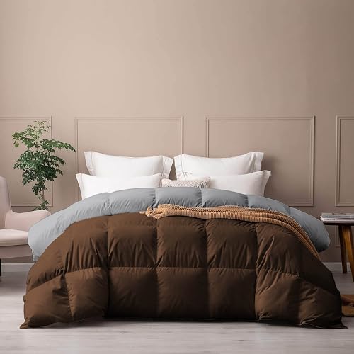 Image of PURE ECO Reversible Comforter Single Size - Soft Microfiber 300 GSM Comforter for Winter - Soft & Luxury Design Duvet /Blanket Single Size (60 inchX90 inch) - Chocolate Brown /Silver Grey Color