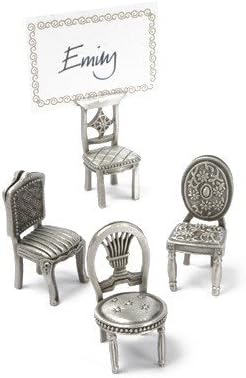 Pewter Chair Place Card Holders, Set of Four