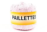 woolove Pailletten, 50 g, Garn mit Pailletten, Baumwolle und Polyester, 5 Stück, Rosa