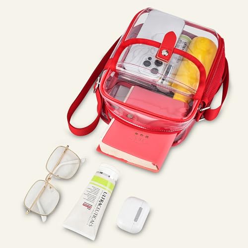 Image of SPODEARS Clear Crossbody Bag for Stadium, Concert, Festival & More - Adjustable Shoulder Strap & Bottle Holder