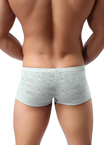 Banana Bucket Men's Sexy Lace Panties Underwear Sheer Low Rise Boxer Brief Underpants2