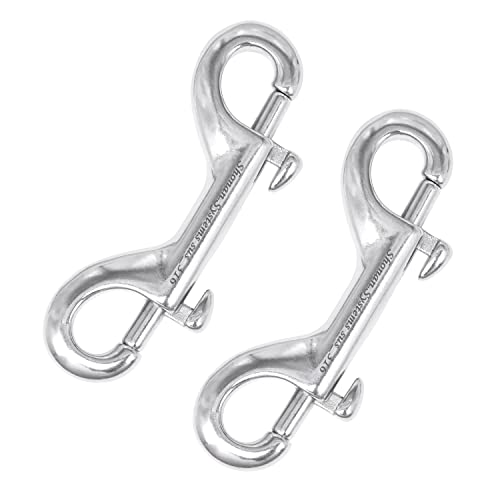 Shonan Double Ended Bolt Snap Hooks, 2 Pack Heavy Duty Stainless Steel 316 Double Ended Trigger Snaps, 3.5 Inch Marine Grade Metal Clips For Diving, Dog Leash, Key Chain, Horse Tack, Feed Buckets #TOP4