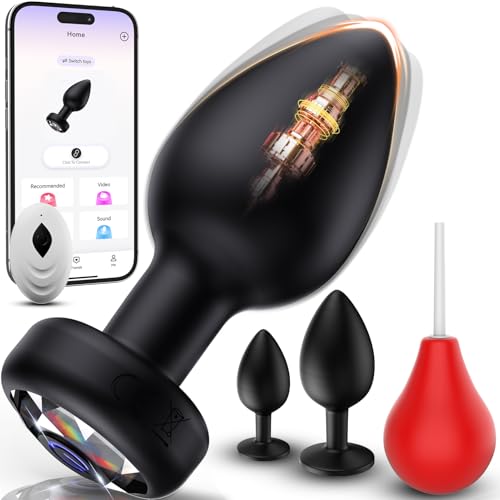 Analplugs 4-teilige Set mit Analdusche für Analverkehr - Sanfte Reinheit, seidiges Gefühl, 3 abgestuften Größen Anal Plug Set für Paare, Männer & Frauen, Vibrator mit App-Fernbedienung