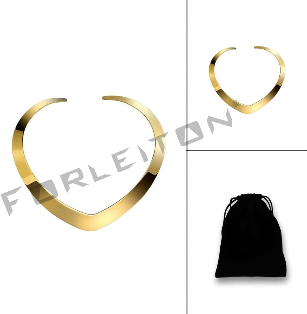 18K Gold Plated Necklace Love Choker Heart Shape Women Statement Jewelry Wide Choker Necklace Sparkly Collar Necklaces - Image 3