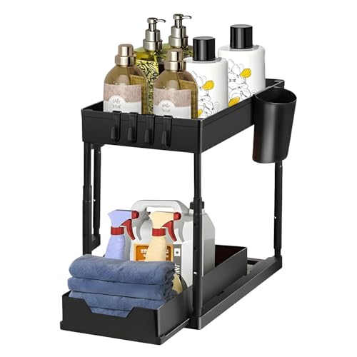 Laxis 1 Pack Under Sink Organizer, Tier Bathroom Cabinet Organizer With Sliding Shelf Basket, Multi-Purpose Organizers And Storage For Kitchen