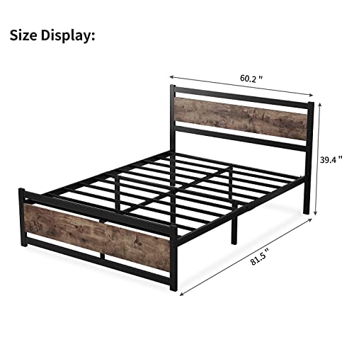 Lotcain Platform Bed Frame With Wooden Headboard, Heavy Duty, No Box Spring Needed, Strong Metal Slats Support, Noise-Free, Twin Xl/Queen/King (Queen) #TOP6