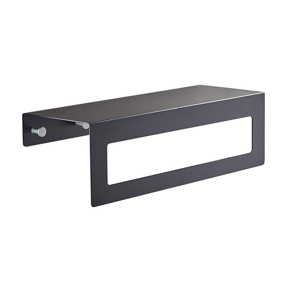 Toallero sin perforación con estante de aluminio negro resistente