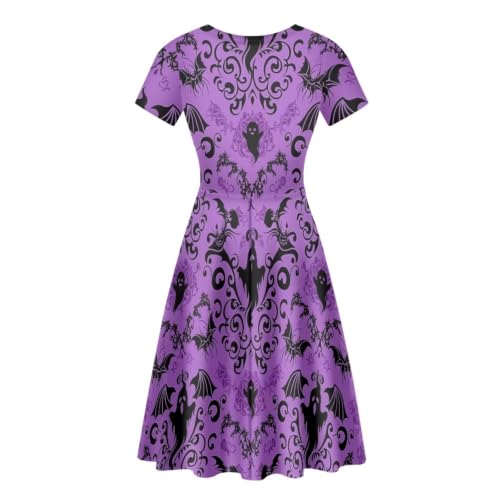 Image of POLERO Sunflower Dress for Women Floral Summer Dresses Short Sleeve Casual Sundresses Midi Dresses