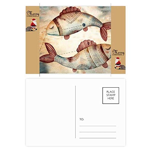 Cartes postales zodiaque Mars Pisces, des illustrations de Noël haut de gamme