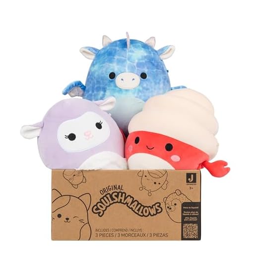 Squishmallows Official Kellytoy 8" Plush Mystery Pack - Styles Will Vary in Surprise Box That Includes Three 8" Plush