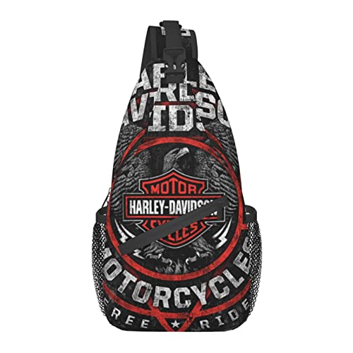 Harley Davidson Borsa a tracolla per uomo e donna con protezione antifurto per ciclismo, escursionismo, viaggi, foto, Nero
