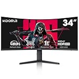 KOORUI 34 Inch Ultrawide Curved Gaming Monitor, WQHD 3440x1440 180Hz, 1000R 1ms(MPRT) HDR400, DCI-P3 90% AdaptiveSync, PIP/PBP HDMI/DP, Computer Monitor, 34E6UC