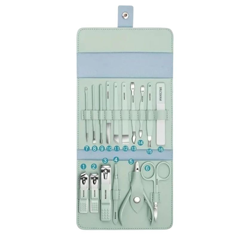 DAMDI 16-in-1 Manicure Kit | Professional Nail Care Set with Stainless Steel Tools |Portable Grooming & Nail Maintenance Kit