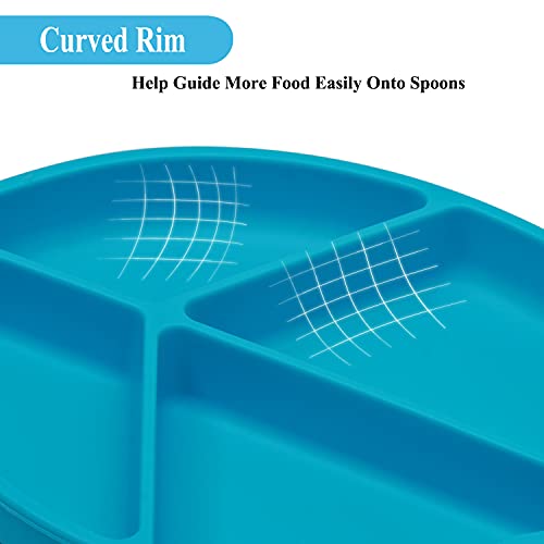 Suction Plate For Baby,Silicone Plates For Toddler Kids Feeding Supplies Fits Most Highchair,Bpa Free Dishwasher Microwave Safe-Blue Fish #TOP3