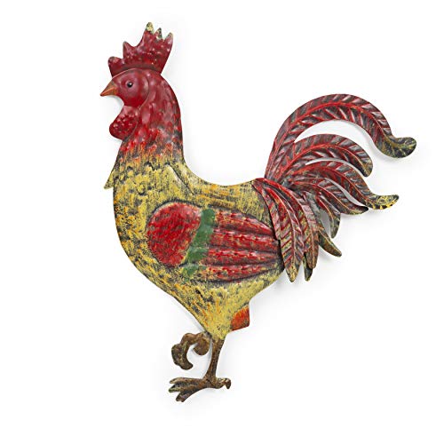 Premium Metal French Country Rooster Wall Art Trio - Detailed & Vibrant Colours, Perfect Rustic Décor Idea, Lightweight & Easy-To-Clean Design, Super-Cute & Awesome Indoor & Outdoor Decor #TOP4