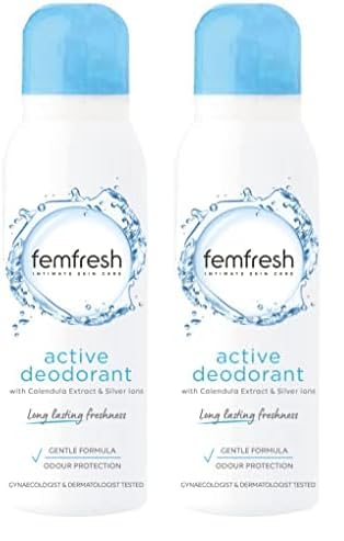 Femfresh Intimate Skin Care Active Deodorant - Gentle Vaginal Odour Protection Spray for Long Lasting Freshness For Women - Hypoallergenic Scent, Safe Ultimate Care for a Fresh Feeling – 125ml