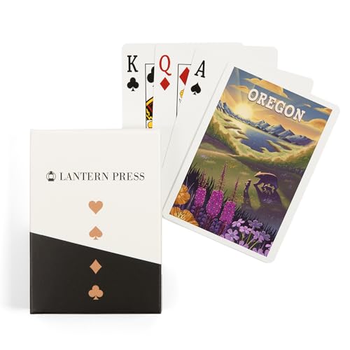 Lantern Press Oregon, Bear and Spring Flowers, Naipes Póker 52