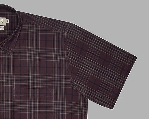 Image of GHPC 100% Cotton Checkered Half Sleeves Regular Fit Formal Shirt for Men