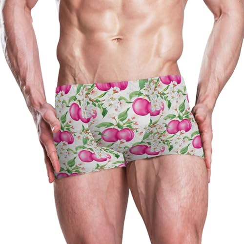 Plum Fruit Flower Mens Swim Trunk Swimwear Bathing Suit Swim Brief Square Leg Board Short S B04046982