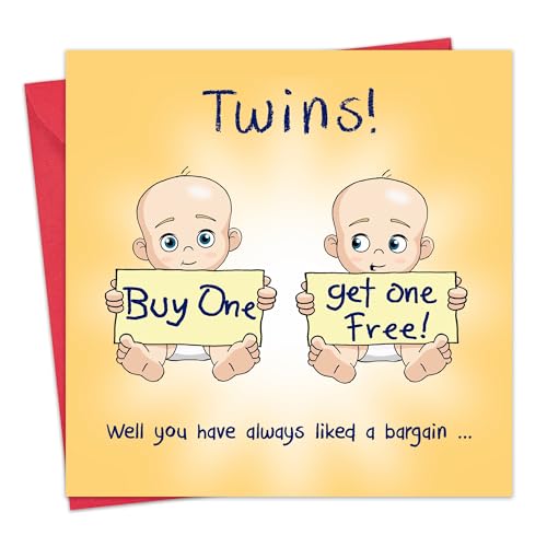 Twizler New Twins Card - Funny New Twin Baby Card Unisex - Humour Newborn Boy Girl Baby Shower - Mum Dad To Be