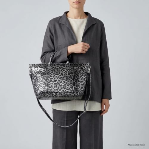 Bolso de mano de cuero gamuza metálica plateado miniatura 2