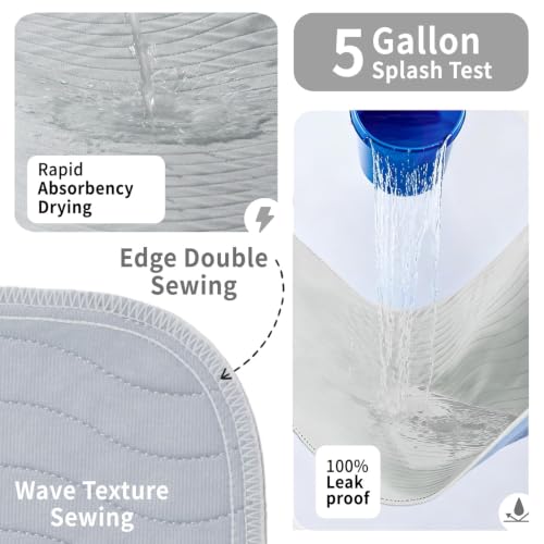 Image of Accompagner Incontinence Bed Pads Washable Waterproof Underpads 36 inchx54 inch 2pc | 4-Layer Heavy-Absorbency Reusable Pee Pads for Adults, Kids, Elderly, Dogs, Bedridden, Bedwetting, Nursing, Sofa (Pearl Gray)