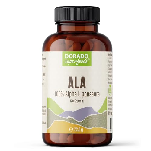 Alpha Liponsäure Kapseln – 500 mg ALA pro Kapsel – 120 vegane Kapseln (4 Monate) – glutenfrei & ohne Zusatzstoffe | Dorado Superfoods®