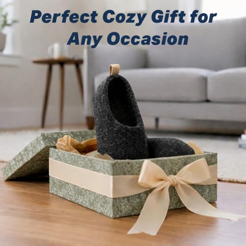 Image of Wool Indoor Slippers - Natural Organic Wool, Genuine Leather Sole, Handmade in Nepal - Cozy, Warm, Soft, Unisex Non-Slip House Shoes for Men & Women - Perfect for Winter Comfort