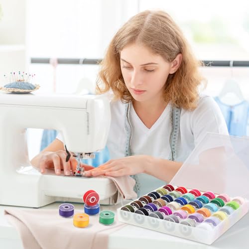 image for Babelshar 36Pcs Bobbins and Sewing Threads Prewound Bobbins with Case,