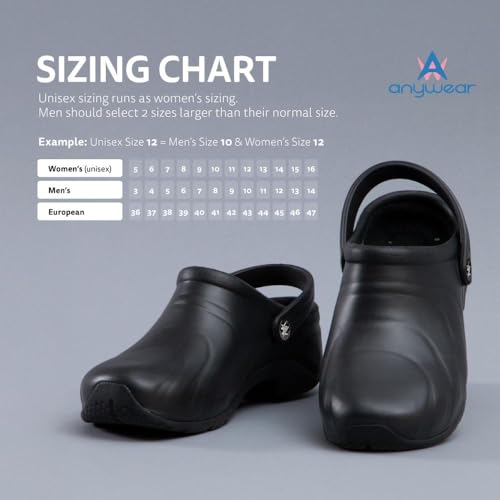 Image of Anywear Zone Clogs - Water Resistant EVA Non Slip Work Shoes Women - Slip Resistant Work Shoes for Women - Nursing Clogs with Back Strap - Arch Support with Swivel Strap - Lightweight & Easy to Clean