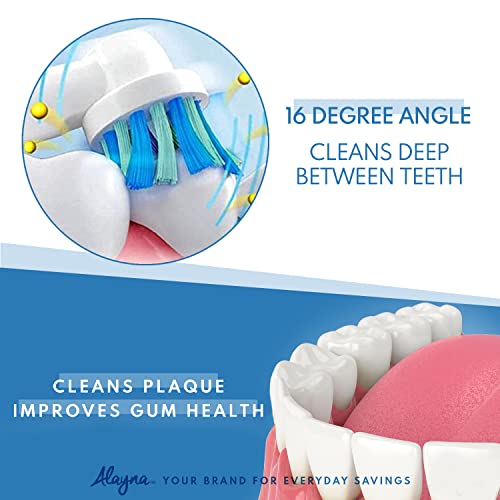 Image of Alayna Replacement Brush Heads Compatible with Oral-B Braun - Pack of 12 Cross Bristle Electric Toothbrush Replacement Heads - Fits Most Oral-B Handles