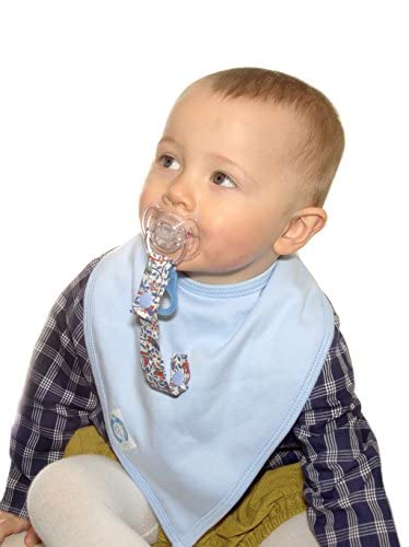 Bandana Bib with Liberty Pacifier Hook (Blue) / Bib / Gots Oekotex Certified Organic Cotton
