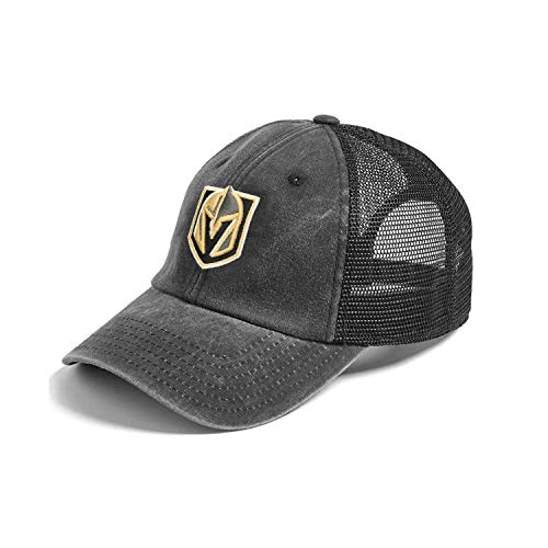 AMERICAN NEEDLE Vegas Golden Knights Raglan Bones Mesh Back Trucker Adjustable Strapback Hat (41152A-VGK)