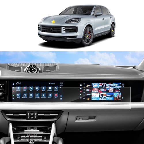 SKTU 2Pcs Screen Protector for 2024 2025 Porsche Cayenne 12.3In Central & 10.9In Front Passenger Screen 2024 2025 Cayenne Accessories Anti-Scratch HD