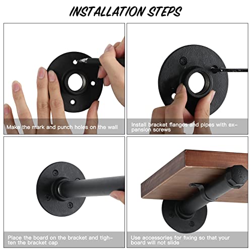Ycco Industrial Black Iron Pipe Shelf Brackets Wall Mount Diy Shelving Brackets Pipe Decor Wall Rustic Garment Rack Hardware Included thumb #4