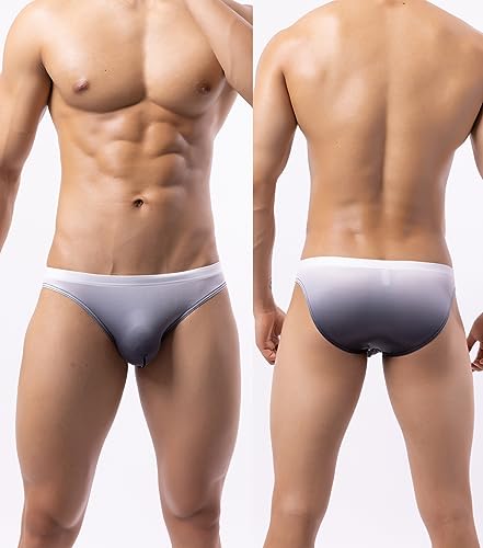 WINDAY Men Briefs Gradient Color Silk Low Rise Bikini Briefs and Breathable Underwear N23042
